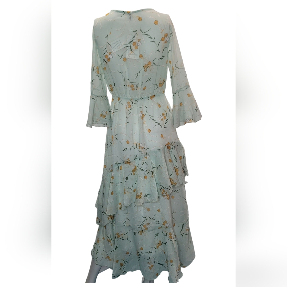 Floral Maxi Dress V Neck High Waist Chiffon Sz S NWT - Picture 7 of 17
